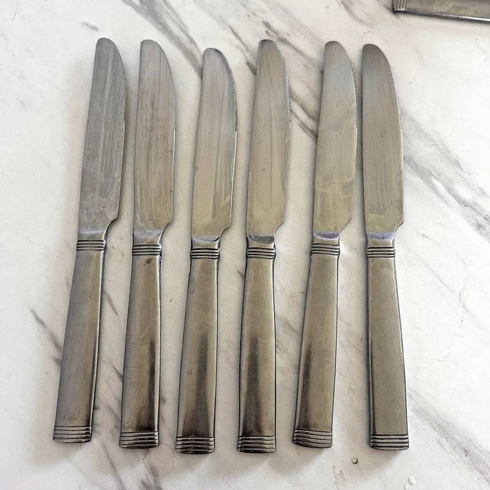 WALLACE 18/10 Dinner Knives Knife Flatware Napoli Pattern Lot of 6 FFF